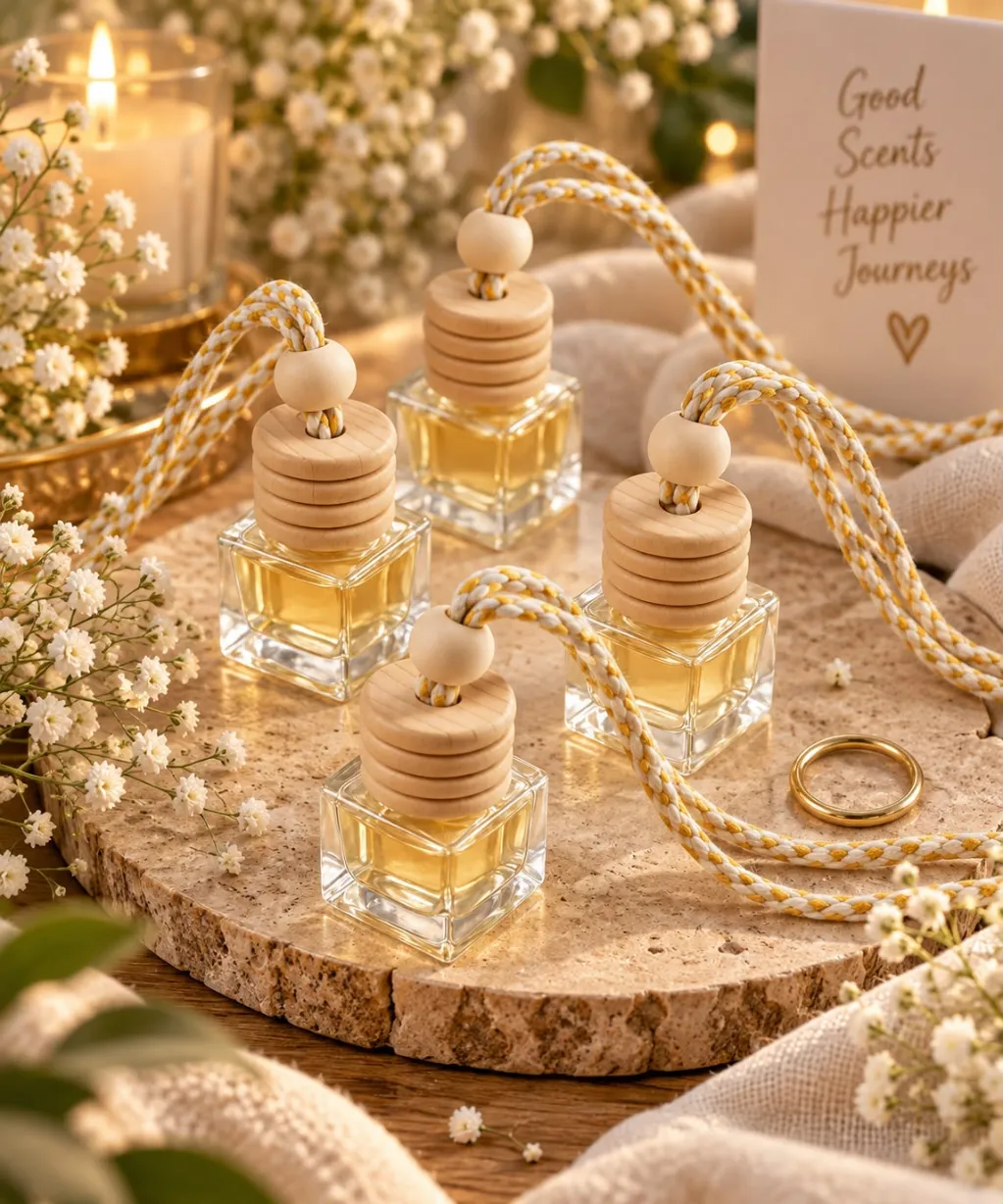 Aroma Drive – Hanging Car Fragrances — Marigold · Sandalwood · Incense