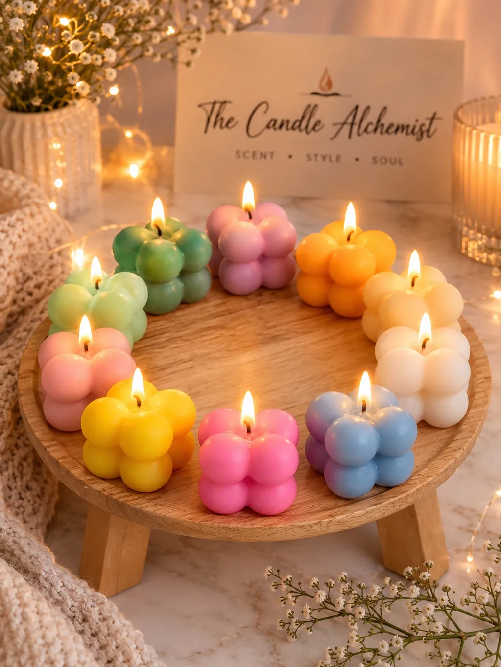 Bubble Cube Wreath — 4 fragrances- Lemongrass, Rose, Lavender, Sandalwood